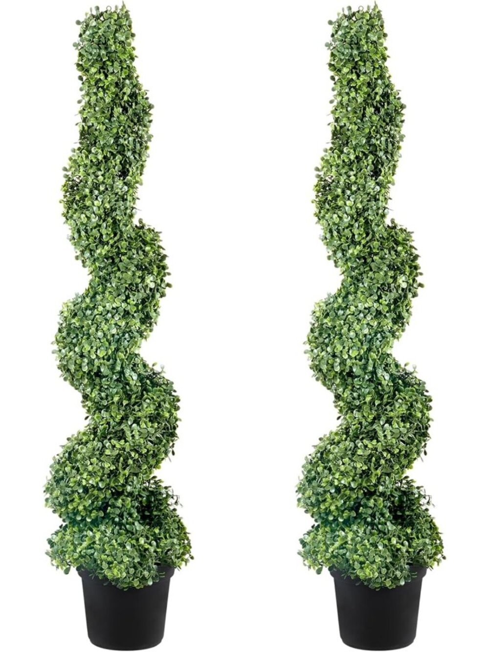 4ft Tall Artificial Boxwood Spiral Topiary Trees - 2 PCS Faux Greenery Decor